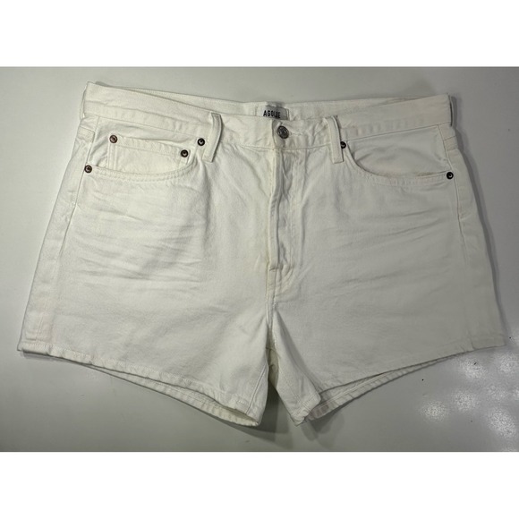 Agolde Pants - AGOLDE Sz 33 Parker Long White Button Fly Loose Fit Shorts High-Rise‎ 4" Inseam